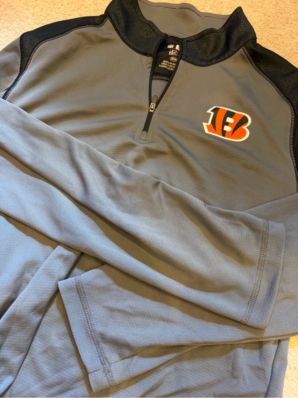 Cincinnati Bengals Gray Quarter-Zip Pullover Long Sleeve Top